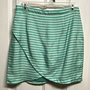 Devon Baer Aqua White Stripe Tulip Satin Silk Mini Skirt Size S